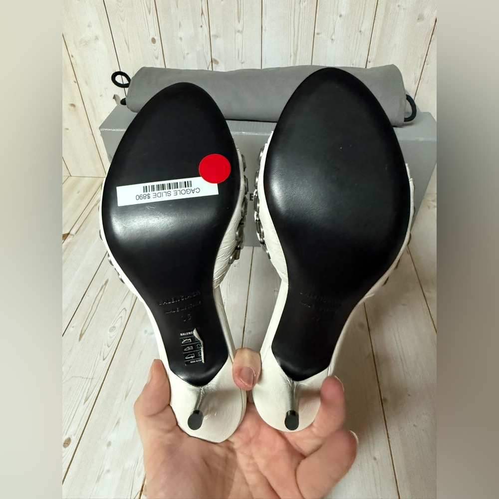 Balenciaga Cagole Leather Slide Sandal Optic White Sz 36 / 6 - Picture 16 of 16